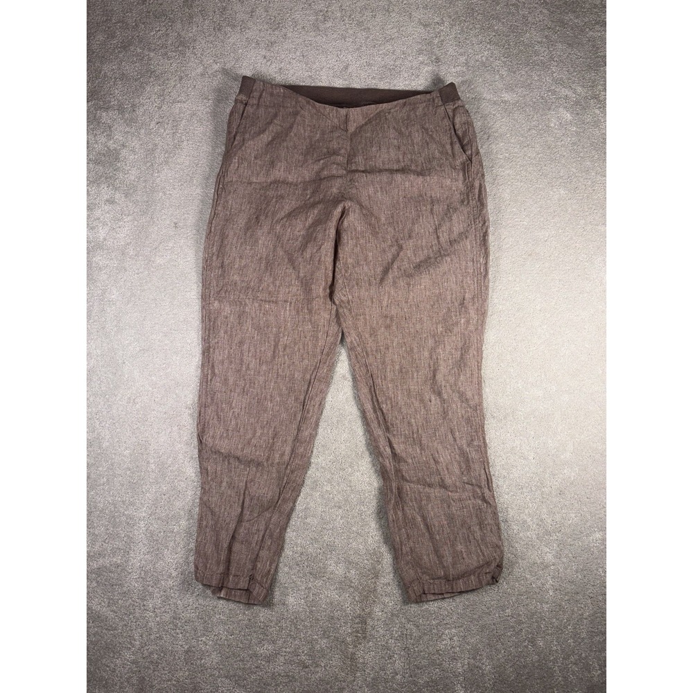 J.Jill Love 100% Linen Women's Beechnut Slim Leg Ankle Pull On Summer Pants Sz L
